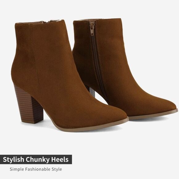 NWT Wool + Pepper Co. Tan Suede Heeled Ankle Booties - Picture 3 of 8